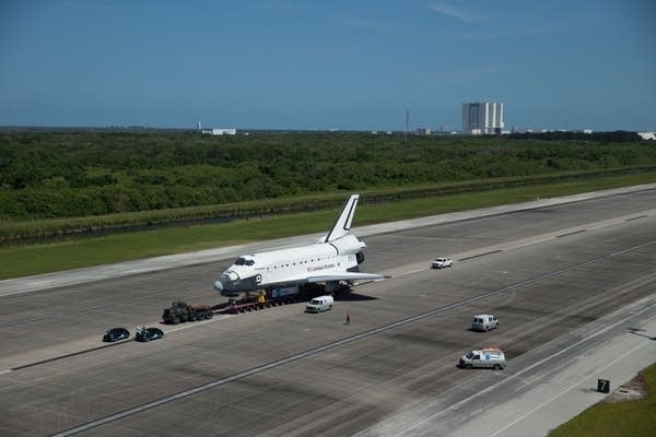 A model space ship parked outside