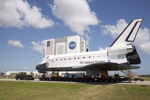 A model space ship parked outside