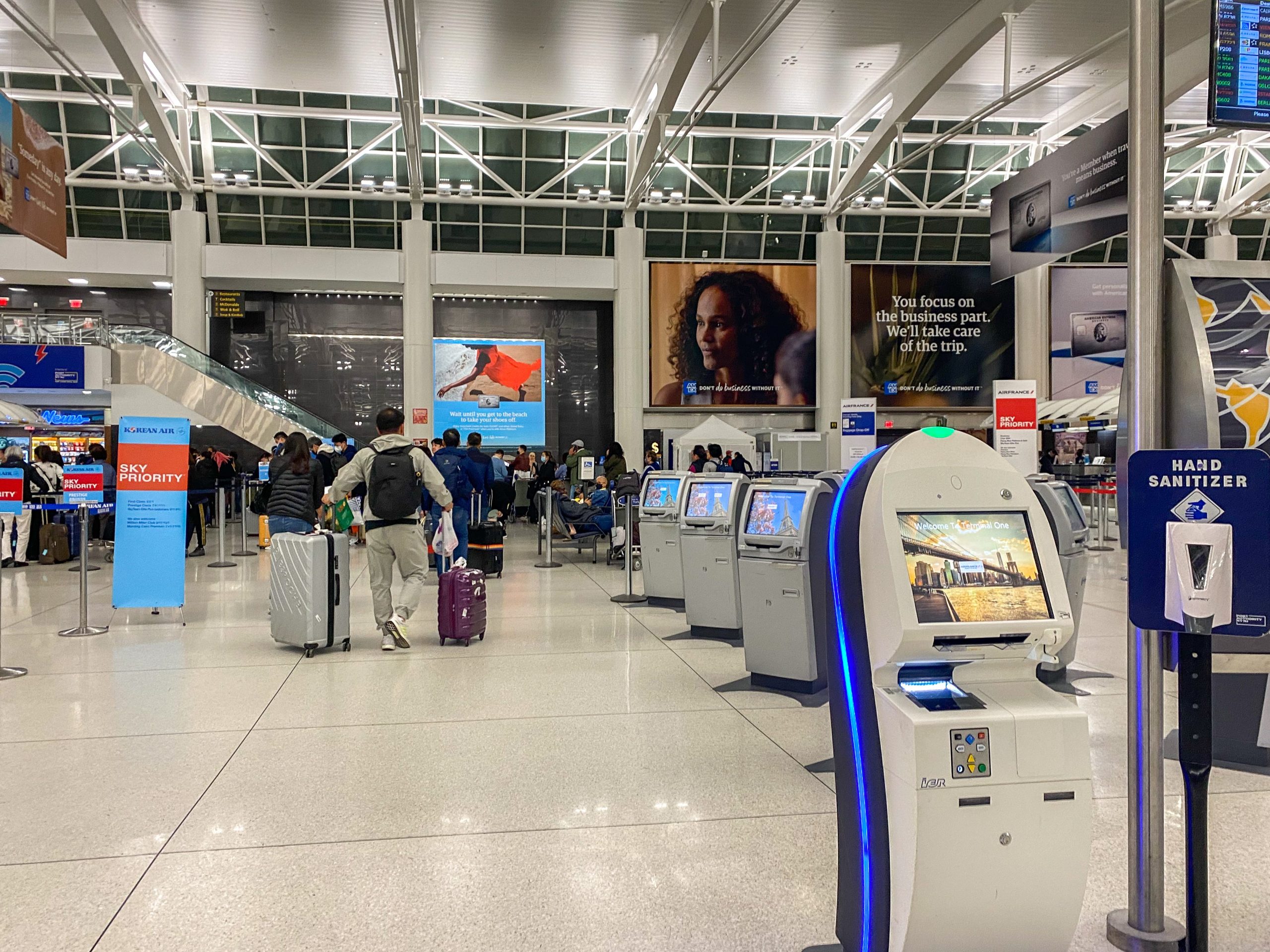 The author checks in at JFK airport.