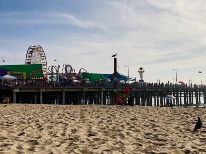 pacific pier along the beach in santa monica California