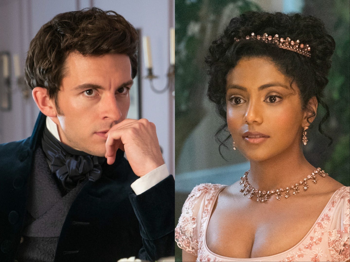 Anthony Bridgerton (Jonathan Bailey) and Edwina Sharma (Charithra Chandran) almost got married.