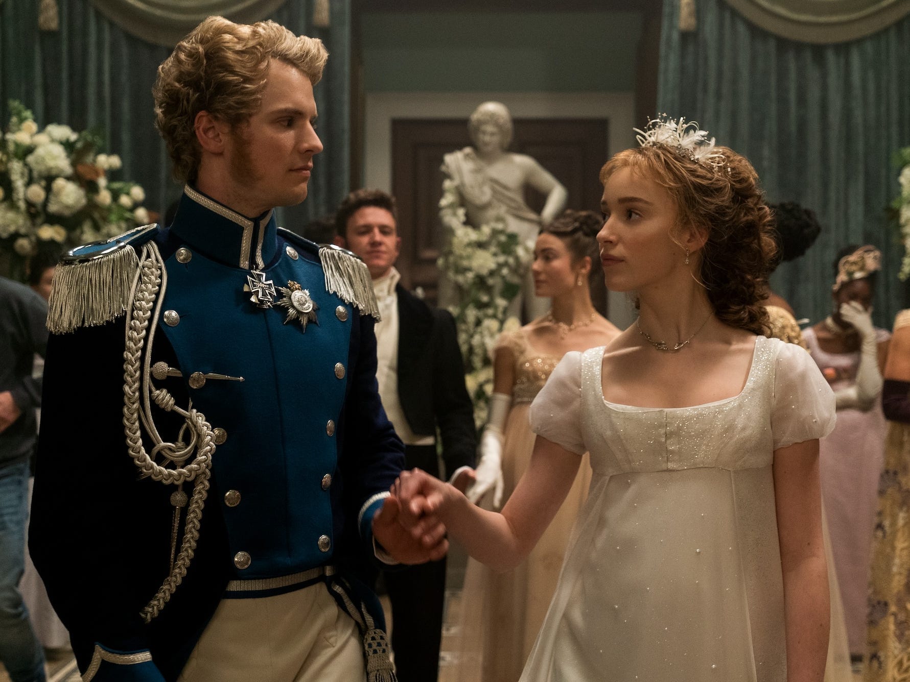 Prince Friedrich (Freddie Stroma) and Daphne Bridgerton (Phoebe Dynevor).