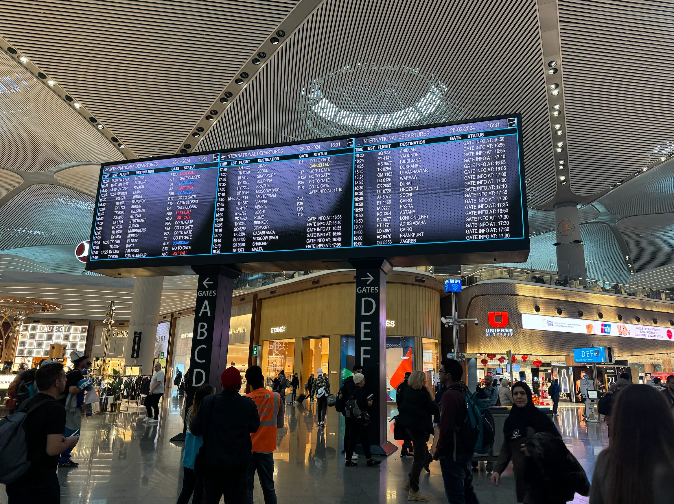 Boarding and departure sign in airport 