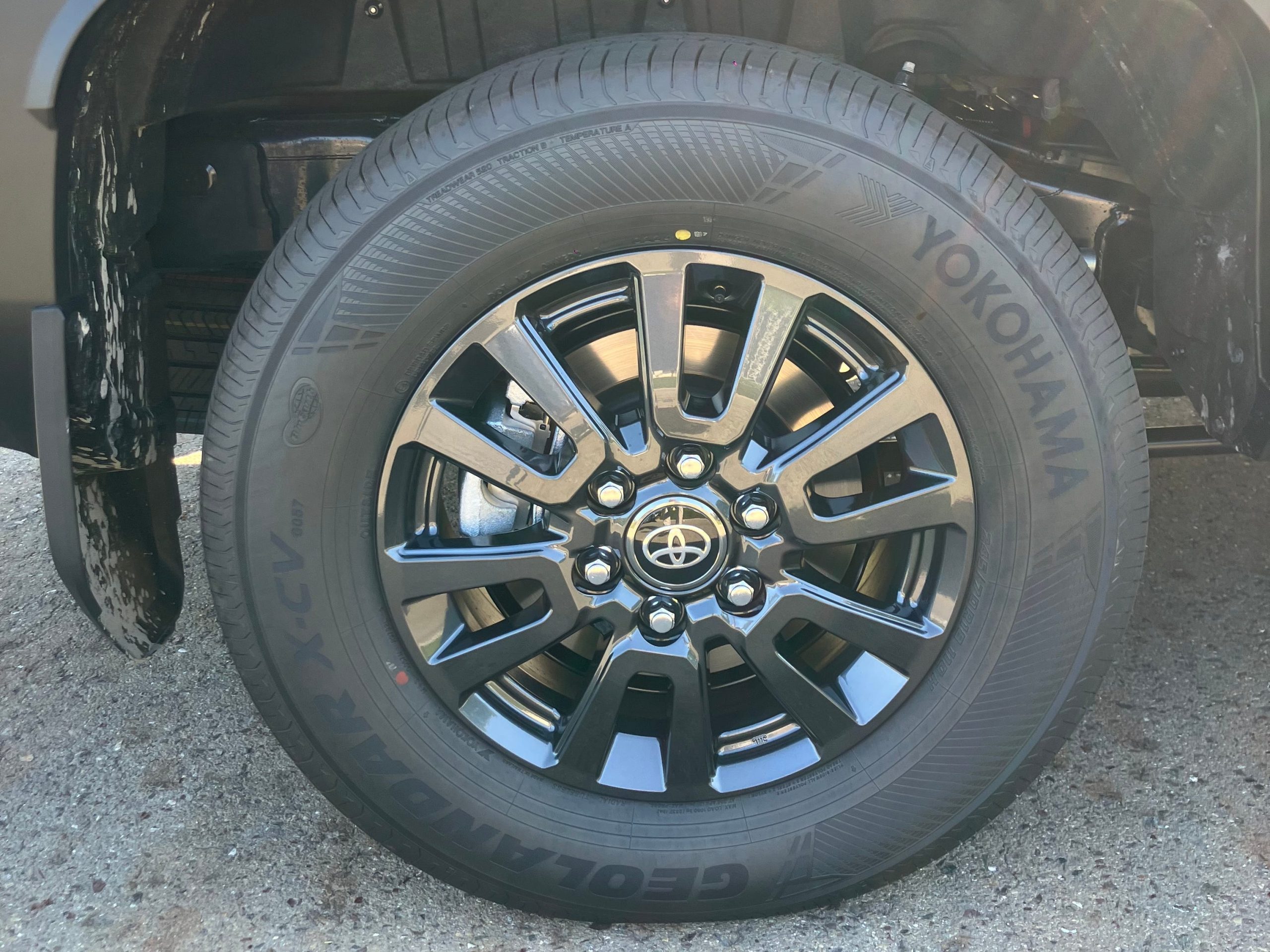 The wheel of a Toyota Land Cruiser