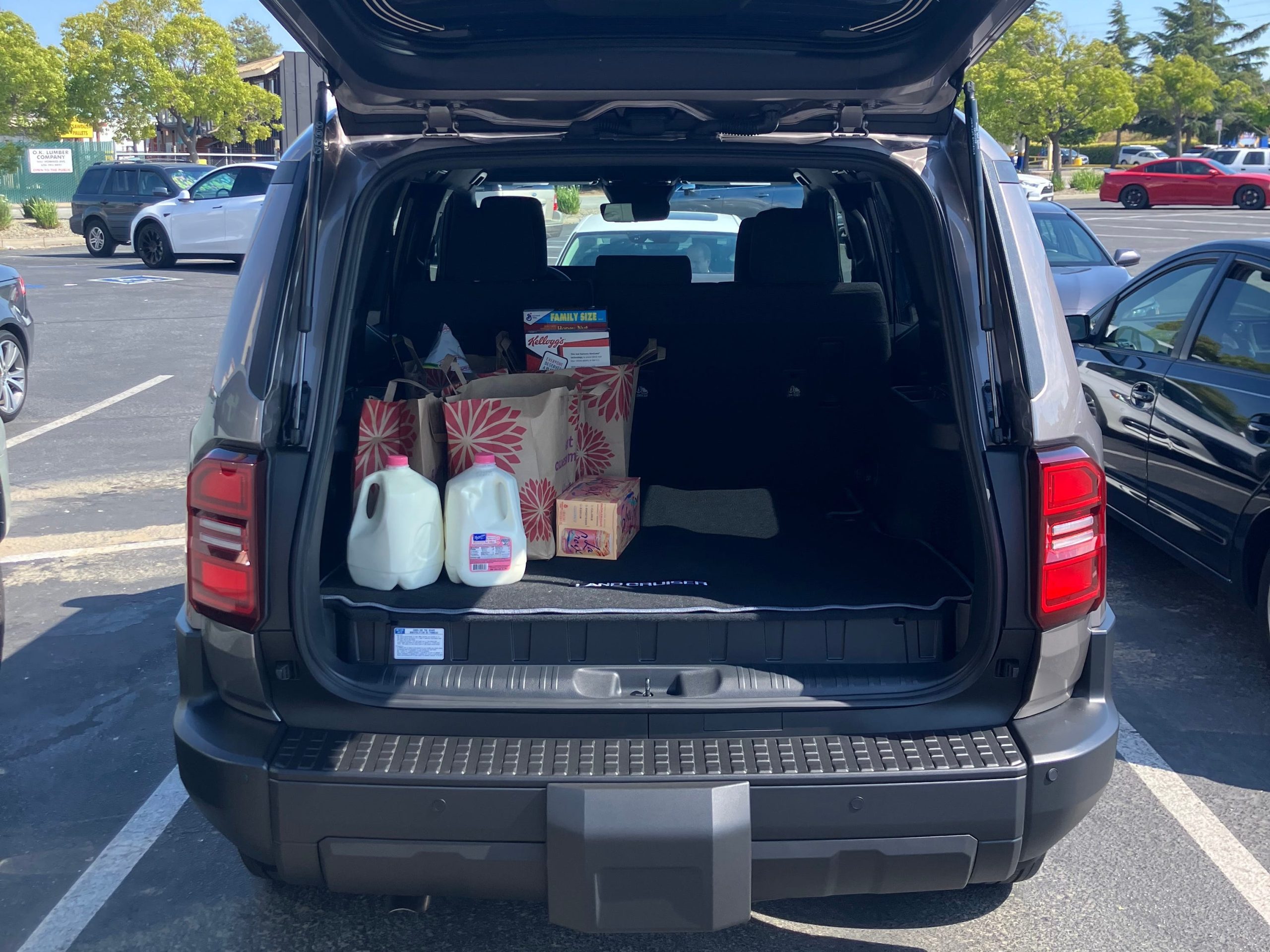 Groceries in the back of a Toyota Land Cruiser