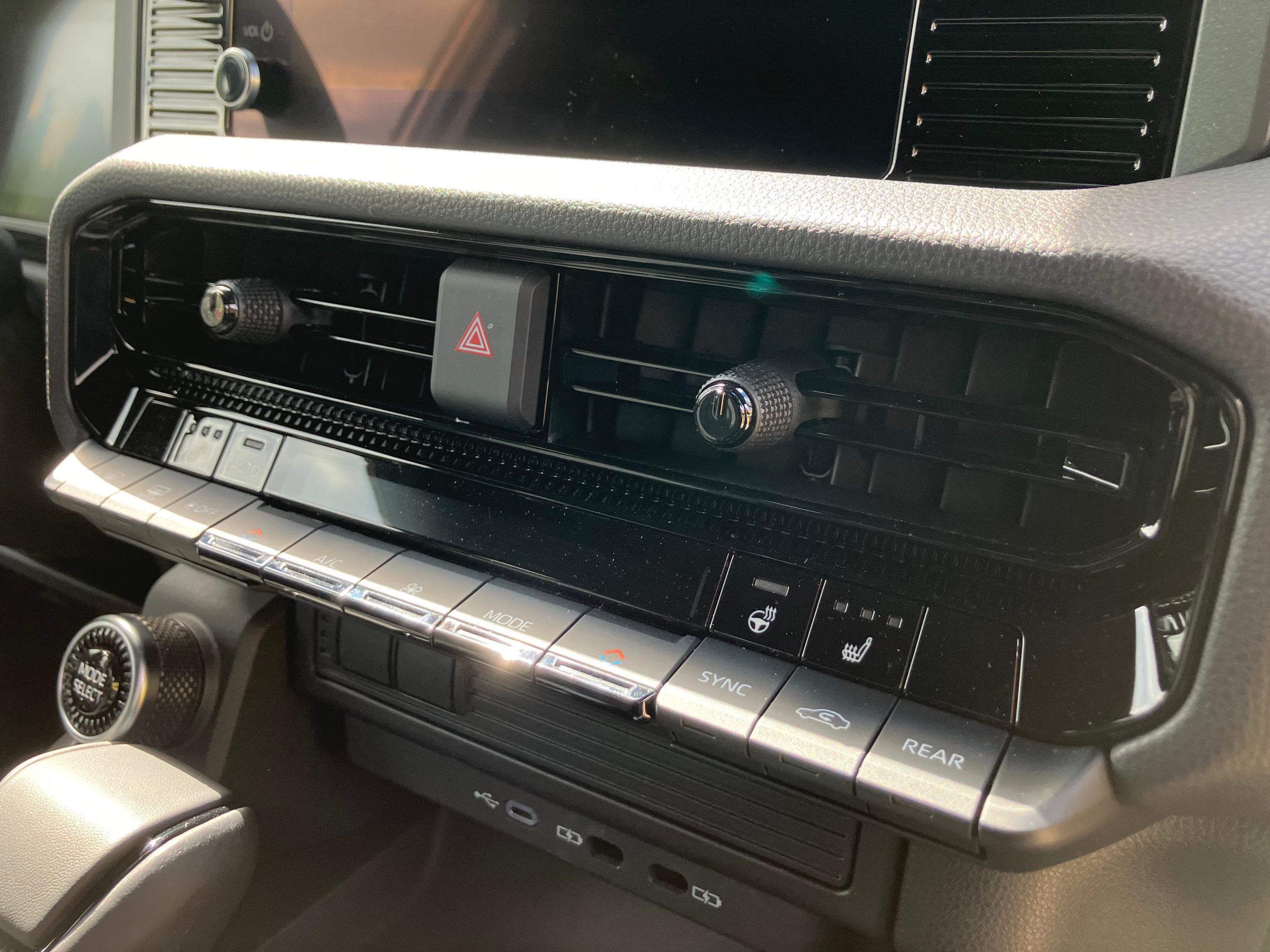 The instrument panel in the front of the new Toyota Land Cruiser