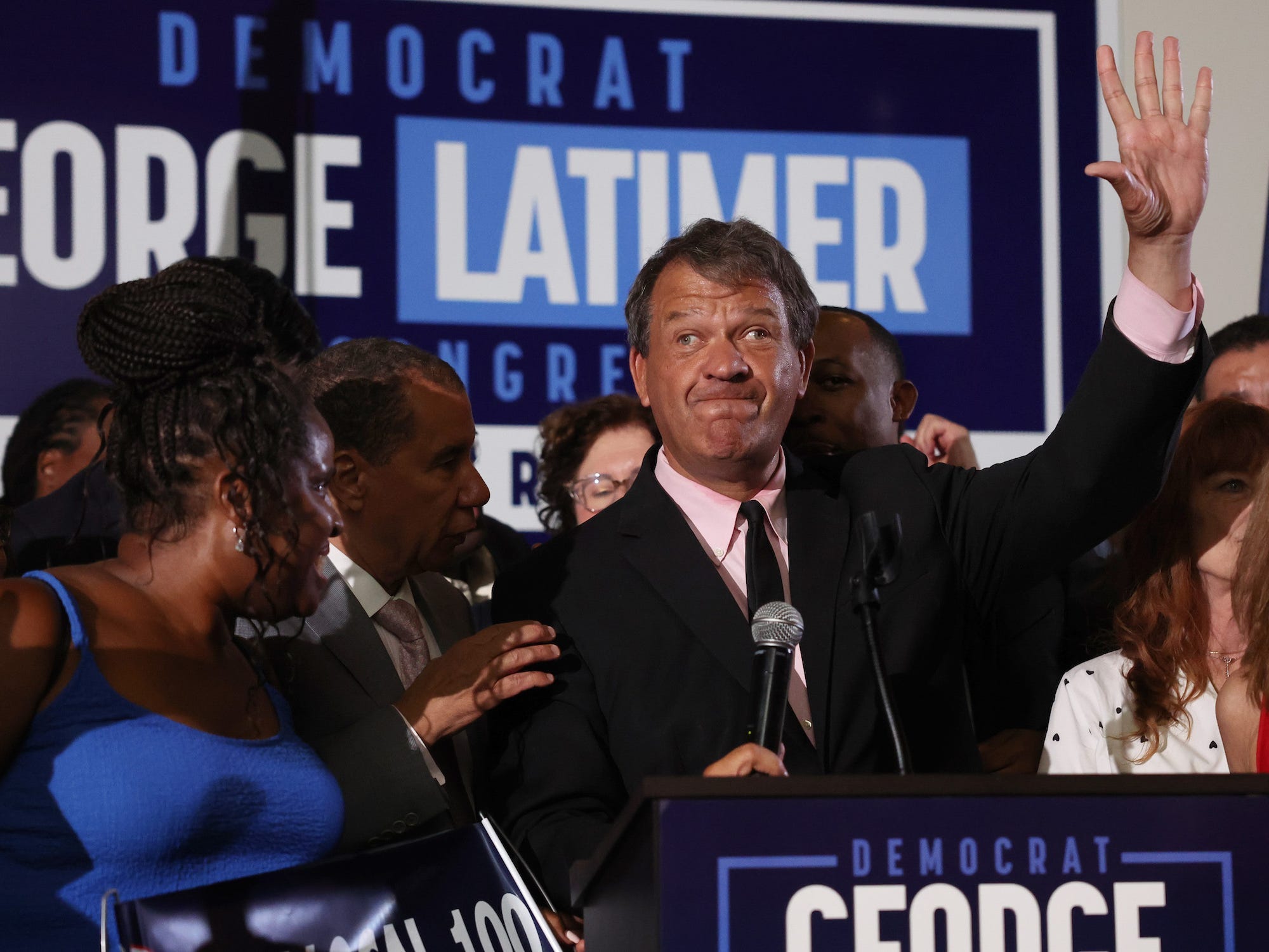 George Latimer at his victory party on Tuesday.