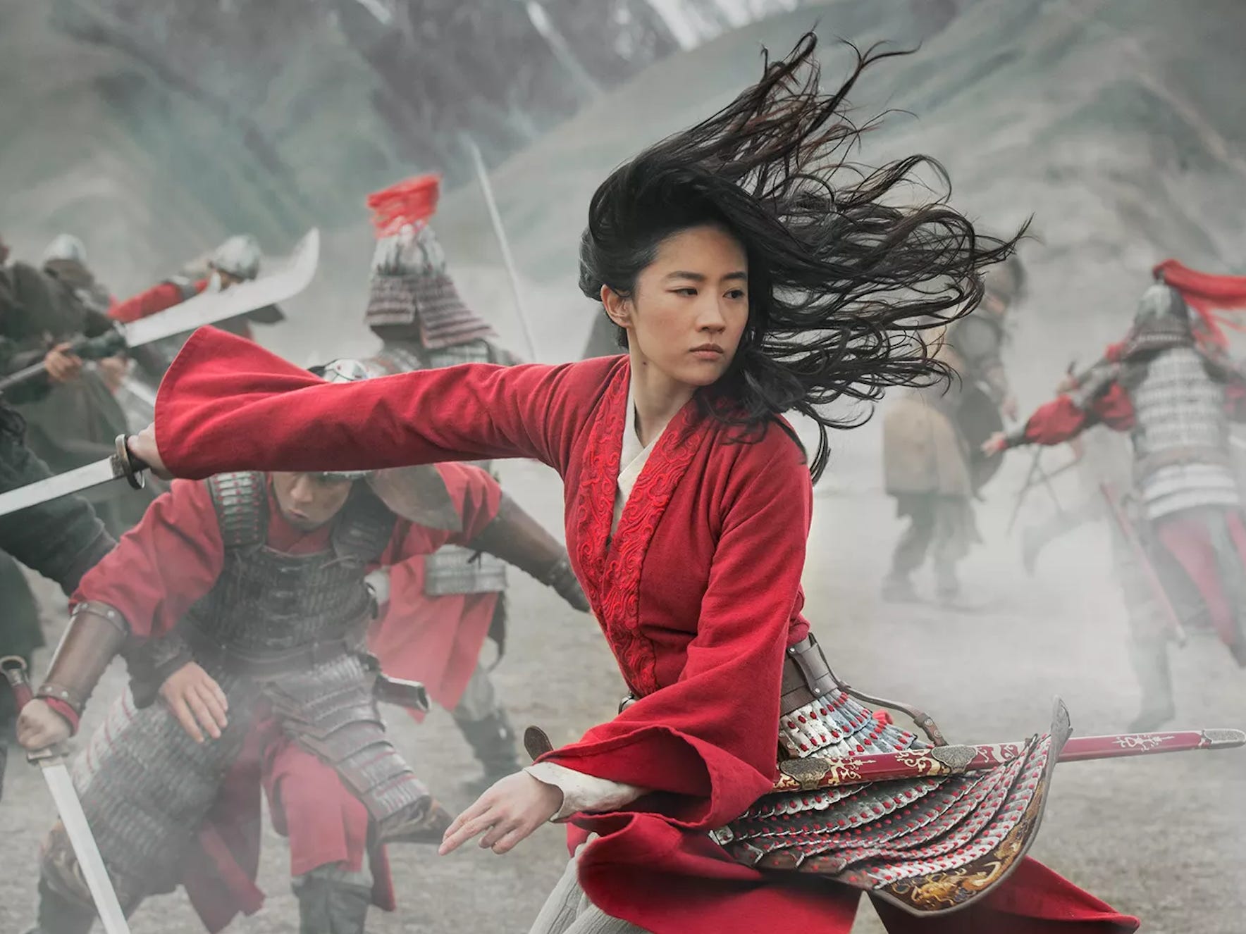 a still from the 2020 live-action adaptation of mulan