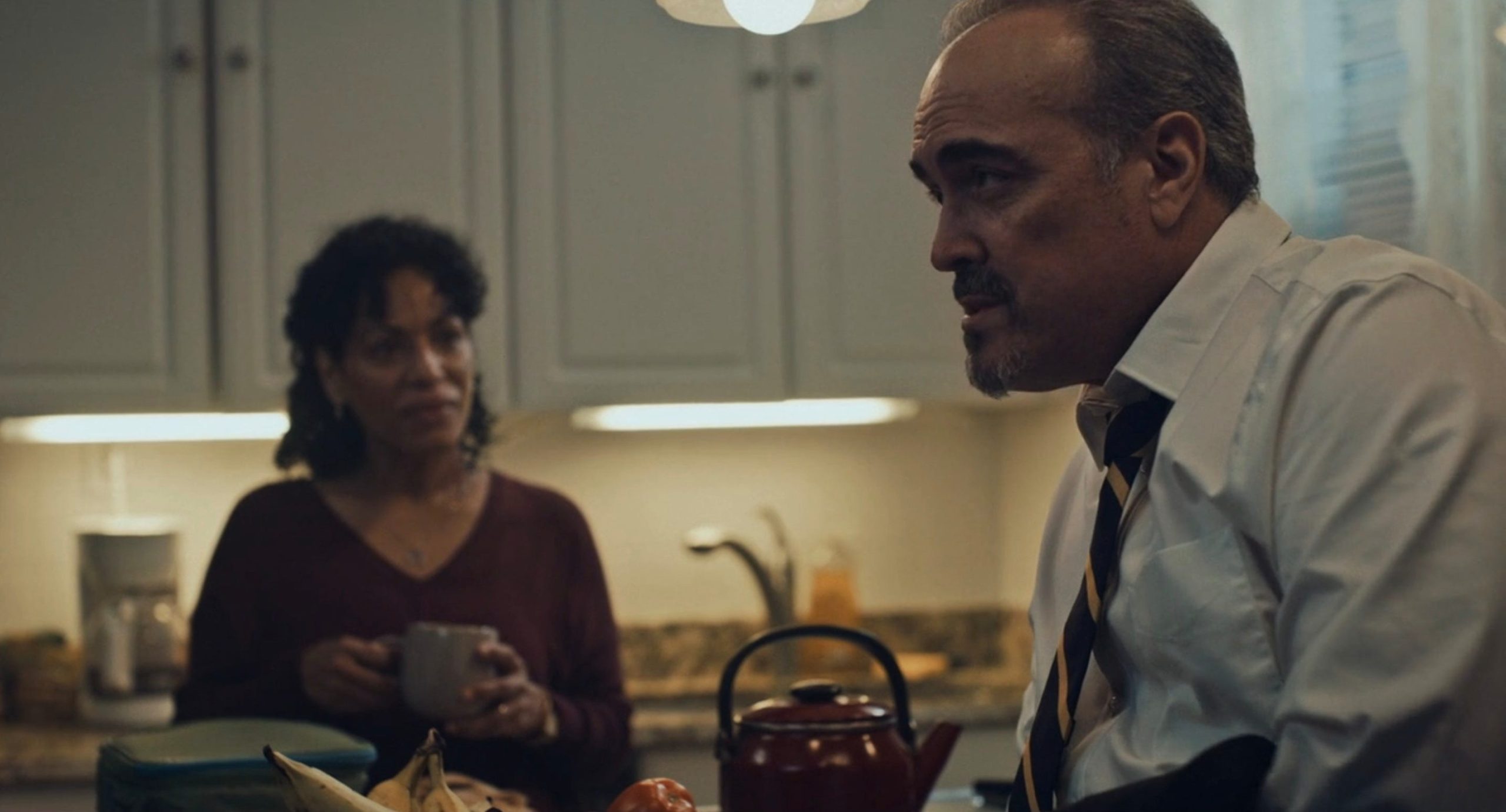 Liza Colón-Zayas as Tina and David Zayas as David in season three, episode six of "The Bear."