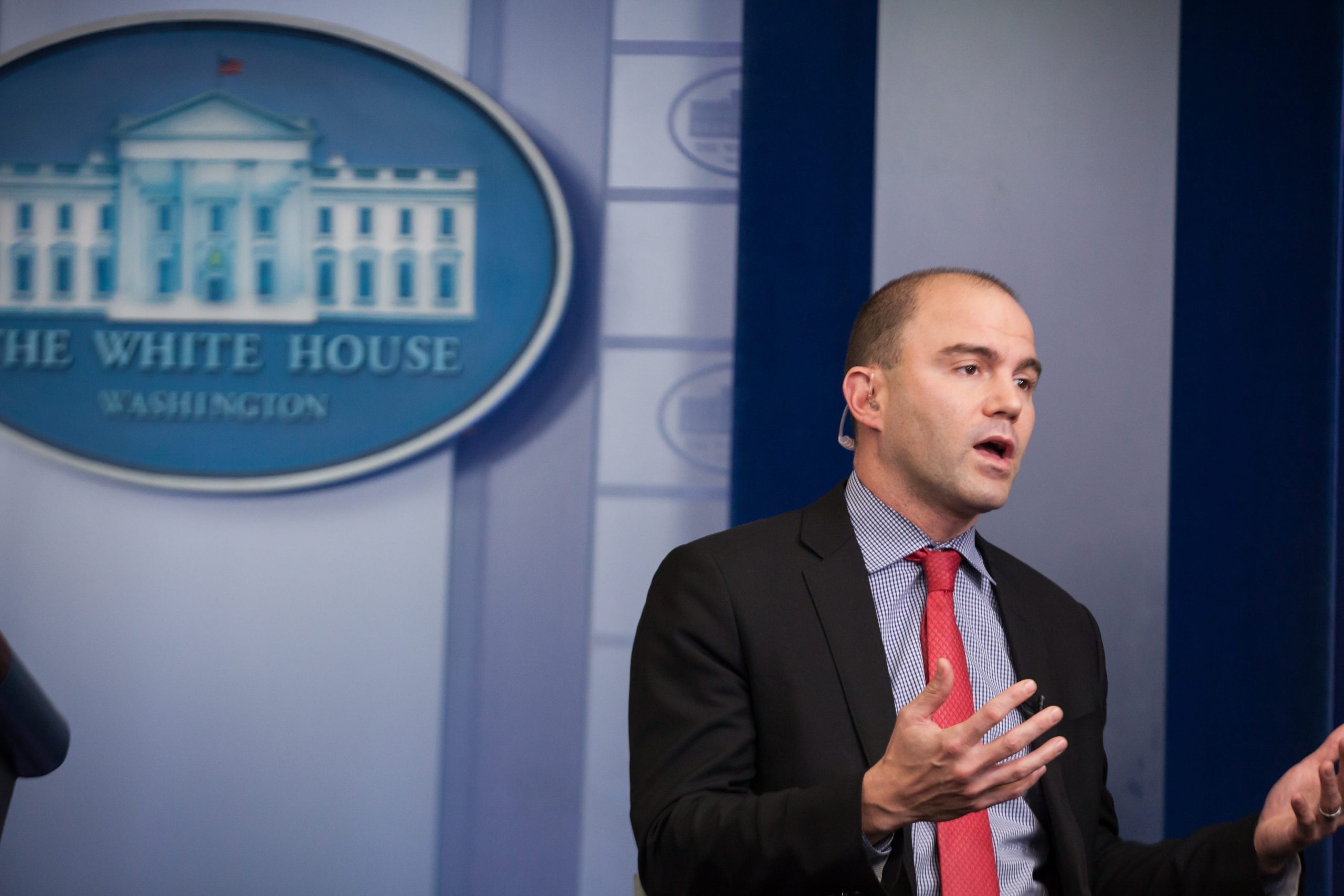 Ben Rhodes speaks at a White House event